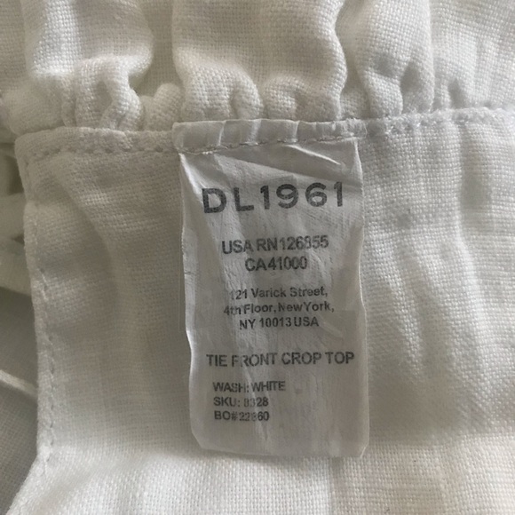 DL1961 Tie-Front Crop Top White L - Picture 5 of 6
